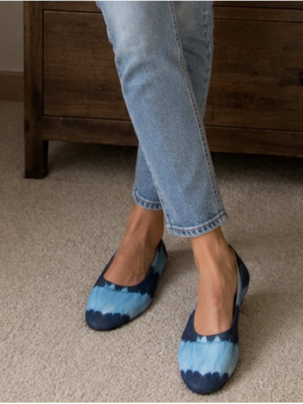 Lucky Brand Light and Dark Blue Tie-Dye Ballet Flats